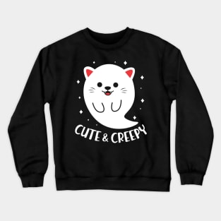 Funny Cute & Creepy Cat Ghost Halloween Crewneck Sweatshirt